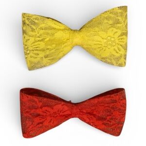 2pcs Lacey Bow Hair Clip Bundle Red and Yellow 2pc